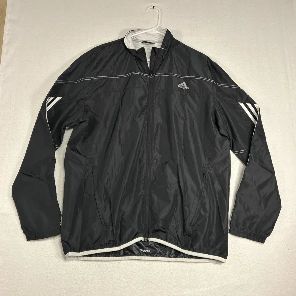 Adidas Wind Jacket Mens Large Black Climalite Response Full Zip D88342